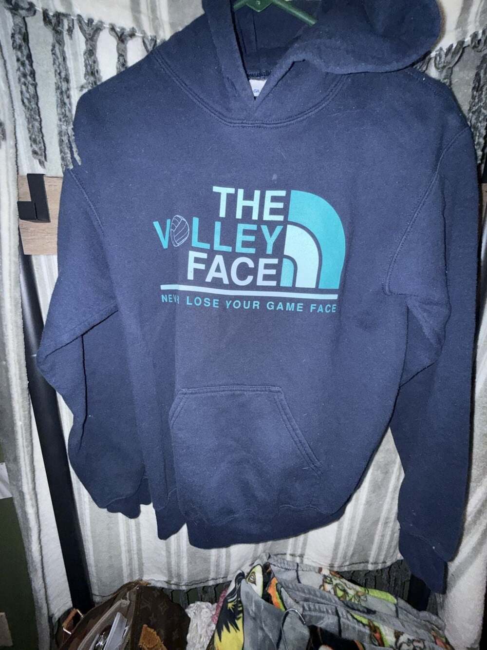 Gildan The VolleyFace Never Lose Your Game Face Navy Blue Hoodie